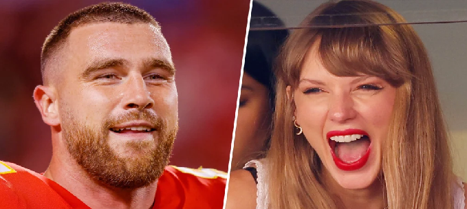 Travis Kelce announced this message to Taylor