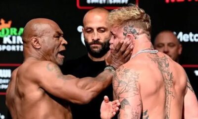 Mike Tyson vs Jake Paul: Tyson slaps Paul during final face-off at weigh-in