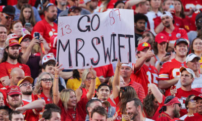 Kansas City Chiefs win by a toe (Taylor Swift), immediately Chiefs fans get creative with signs, including a 'Mr. Swift' poster... See more